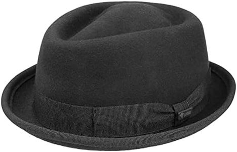 Lipodo Gratus Pork Pie Felt Hat Women/Men | Made in Italy - black - XL (7 1/2-7 5/8)