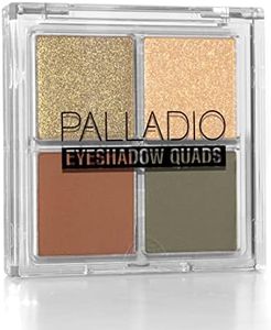 Palladio Eyeshadow Quads, Velvety Pigmented Blendable Matte, Metallic & Shimmer Finishes, Creamy Formula, Four Way Quad Eye Shadow Palette, Talc-Free (Gold Digger)