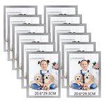 RLAVBL A4 Picture Frames Set of 12, Silver Magnetic Photo Frame with Self Adhesive Backing for Window, Tile Wall, Fridge, and Door - Perfect for Ads, Notices, Licenses, Prints, and Certificates