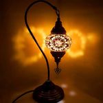 World Home Living Handmade Bronze Turkish Moroccan Arabian Eastern Bohemian Tiffany Style Bedside Glass Mosaic Beautiful Table Desk Lamp Lamps Light - UK Tested and Approved (9)