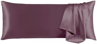 THXSILK 100% Mulberry Silk Pillowcase for Hair and Skin, Body Size 20"x54" Silk Pillow Case, Ultra-Soft Smooth Cooling Premium Grade 6A+ Silk Pillow Cover with Zipper(Purple, 1pc)