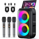 Karaoke Machine, Portable Bluetooth Speaker with 3 Wireless Karaoke Microphones, Featuring three microphones, 2x10W Karaoke for Adults Kids with Upgraded Subwoofer, PA System, Support TWS/TF/USB/AUX