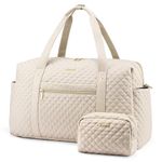 LOVEVOOK Travel Bag for Women, Weekend Overnight Duffle Bags with Cosmetic Bag, Large Waterproof Ladies Holdall Bag for Hospital Maternity, Carry On Flight Bag Womens, Beige