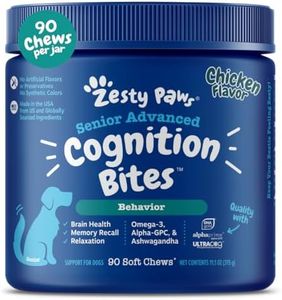 Zesty Paws Advanced Cognition Soft Chews for Dogs - with Omega 3 DHA, Ashwagandha & Alpha GPC - for Senior Dog Brain Health & Nervous System Support - Supplement for Calming & Relaxation - 90 Count