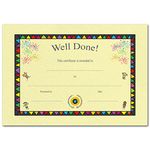 Kids Well Done Yellow Certificate - 25 Pack - Special Award Achievement Recognition - Blank Fill-in Cards - School Children Sports Beaver Brownie Cub Scout - A5 Size - Eco-Friendly - UK Made