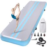 ROMELANDS Air Gymnastics Track Tumbling Mat, 13ft, 4-Inch Thick Inflatable Air Cushion Gymnastics Mat with Air Pump for Home, Gym, Cheerleading, Yoga, Dance & Water Fun