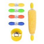 8X Corn Holders, Stainless Steel Corn Cob Holders Corn on The Cob Holders Skewers, 1x Corn Cob Stripper, Corn Peeler for Corn on The Cob, Corn on The Cob Remover, Corn Skewers Kitchen Gadgets