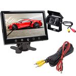 Polarlander 9 Inch LCD Monitor + Waterproof 18 IR Night Vision Black Car Rear View Kit Reverse Parking Backup Camera 15m Cable for Bus Truck Motorhom