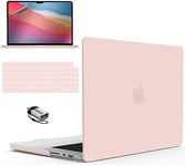 IBENZER Compatible with MacBook Pro 14 Inch Case 2023 2022 2021 M2 A2779 M1 A2442 Pro/Max, Hardshell & KeyboardCover ScreenProtector Type-C for Mac Pro Touch ID, SakuraPink,T14-SKPK+2TC… Sakura Pink