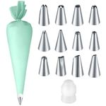 Reusable Piping Bags and Nozzles Set, Icing Bags and Nozzles Set, Baking Kit Cake Decorating Kit: 12 Stainless Steel Icing Nozzles Set + Couplers for Piping Bags, for Cake Cupcake Dessert Decoration