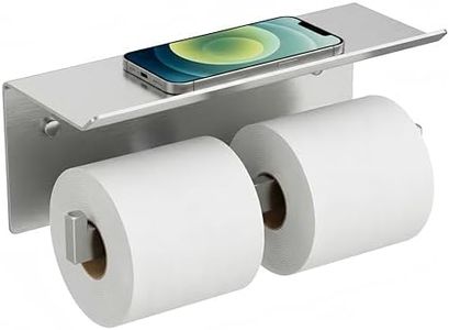 FORIOUS Toilet Paper Holder with Shelf, 304 Stainless Steel Wall Mount Commercial Toilet Paper Dispenser, Double Tissue Roll Holder for Bathroom, Brushed Nickel