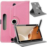 DV 10 inch Tablet Case - Universal Stand Case Folio Cover Magic Leather 360° Rotating Case Fits for ALL 10in Inch & 10.1in Inch Tablets + Stylus Pen (ROSS GOLD)