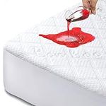 100% Waterproof Mattress Protector Queen Size Bed Bamboo Mattress Cover Breathable 3D Air Fabric Cooling Mattress Pad Cover Smooth Soft Noiseless Washable, 8''-21'' Deep Pocket