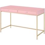 Acme Furniture Ottey Writing Desk, Pink High Gloss & Gold Finish