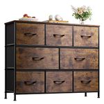 WLIVE Fabric Dresser for Bedroom - Storage Drawer Unit as TV Stand for 32-43 inch TVs - Wide Dresser with 8 Large Deep Drawers for Office, College Dorm, Rustic Brown