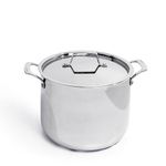 BergHOFF Professional Tri-ply 18/10 Stainless Steel Stockpot 9.5" 8 Qt. Safe Grip Handle Matching Lid Induction Cooktop Measurement Markings Inside Fast & Even Heat Oven Safe Dishwasher safe