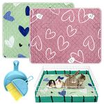 2 Pack Guinea Pig Cage Liner with Cleaning Tool Set Guinea Pig Bedding Reusable Fast Absorbent Waterproof Puppy Pee Pads Washable Air Dried Pee Mat for Small Animals Pet Cat Hamster Rabbit Bedding