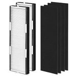 HP600 Filters Compatible with Hunter HP600 Tall Tower Air Puri-fier, 4-in-1 Hunter HEPA Filter Replacement HP600 Set with 2x H-HF600-VP H13 True HEPA Filter and 4x H-PF600 Coconut Carbon Pre-Filter