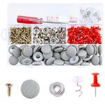 Swpeet 272Pcs Grey Car Roof Headliner Repair Rivets Repair Button with Twist Pins and Installation Tool Kit, Bed Skirt Pins Auto Roof Snap Pins Retainer for Car Roof Flannelette Fixed