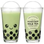 12oz Honeydew Melon Boba Tea Scented Candle, Bubble Tea Candle, Cute Boba Pearls Milk Tea Candle, Funny Food Candles Gift for Boba Tea Lover, Cool Gifts for Women Friend Birthday Gifts for Her