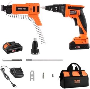 VEVOR Drywall Screw Gun Auto-Feed, 20V Max Collated Drywall Screwgun, 4200RPM Brushless Cordless Drywall Gun Kit with 2 Battery Packs, Belt Clip, Charger, Tool Bag, Screw Length and Depth Adjustable