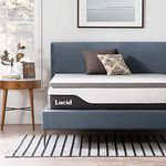 LUCID 5 cm Bamboo Charcoal Memory Foam Mattress Topper - Activated Charcoal - Breathable Mattress Topper, Double Bed (135 x 190 cm)