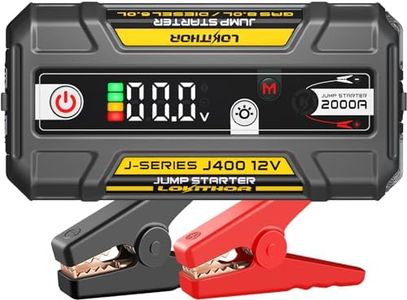 LOKITHOR J400Y 2000A 12V Portable Lithium Jump Starter, Car Battery Booster Pack, USB-C Powerbank Charger, and Jumper Cables for Upto 8.0-Liter Gas and 6.0-Liter Diesel Engines, Smart Digital Screen