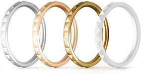 ThunderFit Thin and Stackable Silicone Rings for Women, Rubber Wedding Bands for Women Engagement Diamond Pattern 2.5mm Wide 2mm Thick - 1/4/6/8/16 Variety Multipack