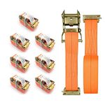 SALUINOKI 8Pack E-Track Straps Ratchet Etrack Strap Box Truck Strap Tie Down Heavy Duty 2" x15' 4400lbs Breaking Load, 2200 Working Load E-Track Accessories