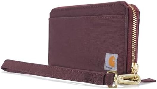 Carhartt Rugged Canvas Wallets for Women, Available in Multiple Styles & Colors, Nylon Duck Lay-Flat Clutch (Deep Wine), One Size