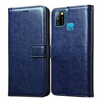 Casotec Flip Cover for Infinix Smart 5A | Premium Leather Finish | Inbuilt Pockets & Stand | Flip Case for Infinix Smart 5A (Blue)