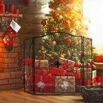 Dyna-Living Fireplace Screen 3 Panel Black Fireplace Door 50 * 36 inch Wrought Iron Fireplace Screens with Door Decorative Fireplace Cover for Inside Fireplace, Fire Pit