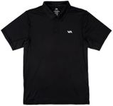 RVCA Mens Sport Athletic Vent Polo Short Sleeve Tee, Black, M