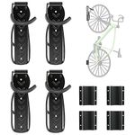 4 Pack Bike Rack for Garage with Tire Tray, Wall Mount Bike Hanger for Storage,Vertical Bike Hook for Indoor Shed,Hanging Bicycle for Apartment Holds Up to 70lbs
