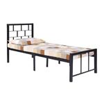 Laxmi Kapat Metal Bed Without Storage With Headboard | Sturdy Metal Bed Powder Coated Frame Without Mattress (Black Matt Finish,6'X2.5') - Single