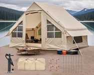 Inflatable Camping Tent with Large Tarp,Cabin Tent, 4-6 Person Glamping Tents Sun Shelter, Easy Setup Waterproof Outdoor Family Tents, Self-Supporting Structure Inflatable House Tent with Pump