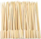 ANECO 100 Pieces Bamboo Paddle Skewers Barbecue Bamboo Skewers Cocktail Sticks for Barbeque, Kebabs, Burgers, Cocktails, Buffets Party
