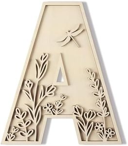 Layered 12 Inch Large Wooden Letters for Wall Decor, Flowered Paintable Wooden Nursery Letters for Crafts Wood Alphabet Letter A for Birthday Boho Nursery Name Sign Wedding Home Decoration