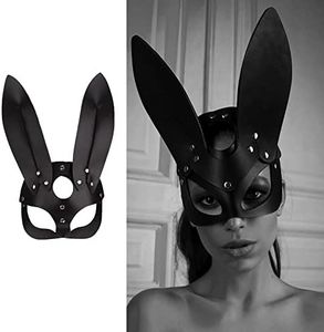 SINSEN Maschera da coniglietto in pelle da donna, sexy, mezza faccia, maschera da coniglio, cosplay, costume per feste di Halloween, feste in maschera, martedì grasso, carnevale, accessori