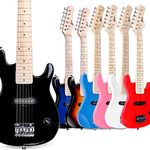 WINZZ EGM100 30 Inches Real Kids Electric Guitar with Beginner Kit, Right Handed, Black