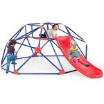 Olakids Climbing Dome with Slide, Kids Outdoor Jungle Gym Geometric Dome Climber, Steel Frame, 8FT Climb Structure Backyard Playground Center Equipment for Toddlers