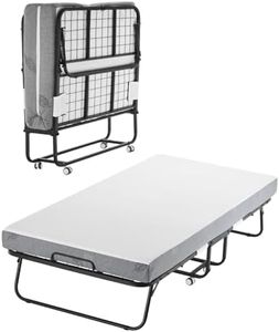 VEVOR Rollaway Bed, 38 in x 75 in Folding Bed with 5 in Mattress, Twin Size Foldable Bed with Sturdy Metal Frame & Memory Foam Mattress, Portable Twin Roll Away Bed with Mattress, for Adults, Guest
