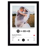 Ritwika's Personalised Music Frame Plaque Spotify Song Link Qr Code With Your Picture Gift For Girlfriend Boyfriend Couple & Spouse | Size 9.5 X 13.5 IN, Set of 1 (Vertical White)