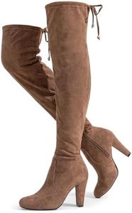 Vepose Women's Over the Knee Boots, 3.7" Inch Long Thigh High Boot, 993 - Mocha Brown Suede, Size 7.5 US - High Heel with Inner Zipper (CJY993 Mocha Brown 07.5)