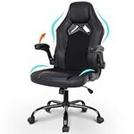 Actask Gaming Chair, Ergonomic Design Computer Chair, Swivel Heavy Duty Chair with Cushion and 90-105 degree adjustment of Reclining Back Support,Black