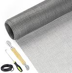 Screen Repair Kit Easy DIY Project 36" x 90" Fiberglass Screen Mesh with Rolling Tool and Screen Retainer Spline Screen Replacement kit for Windows Sliding Doors and Patio Screens(Gray)