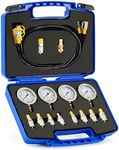 Orion Motor Tech Hydraulic Pressure Test Kit with 4 Gauges 1300 3500 5500 9000 psi, 9 Test Couplings, Quick Connector, & 3 Test Hoses, Hydraulic Gauge Kit for Excavator Construction Machinery