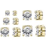 NEWITIN 5 Pairs Stainless Steel Magnetic Stud Earrings for Men Clip on Earring Magnetic Earring Inlaid Cubic Zirconia Unisex Non Piercing Magnet Studs 4 to 8MM Diamond Earrings for Women Men, Small