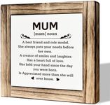 Mom Wood Sign, Rustic Wooden Tabletop Decor Sign, Mum Definition Wood Plaque, Decorations Gift Idea for Mom, Mum Gifts from Daughter Son, Mom Sign for Home Decor, Cool Mom Birthday Gift Idea