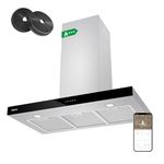 Ciarra CBCS9102 90cm Cooker Hood Wall Mount Chimney Hood Recirculating&Ducting 650 m³/h with 4 Speed WIFI APP Touch Control Kitchen Extractor Fan with CBCF003 Carbon Filters